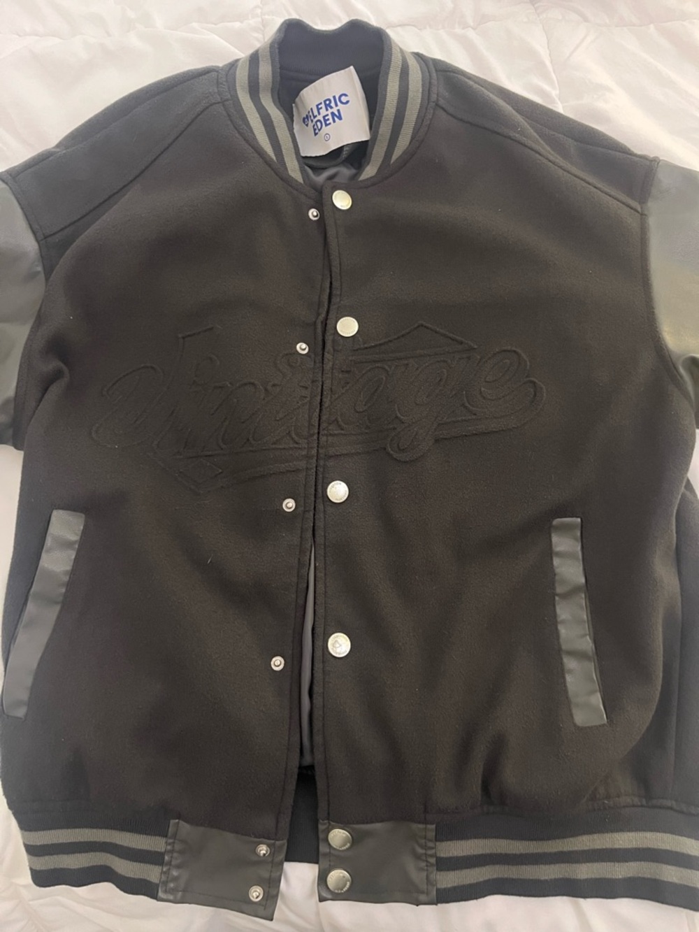Aelfric Eden Grey Varsity Bomber Jacket